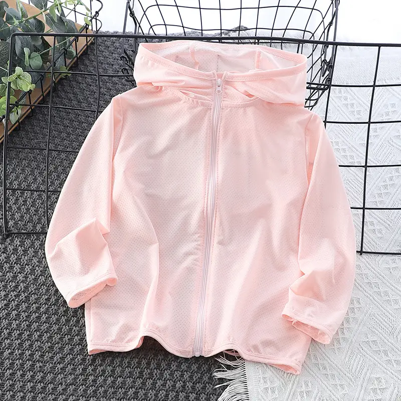 Hooded Striped Sunscreen Clothing for Kids Men Ice Silk Mesh - Image 6