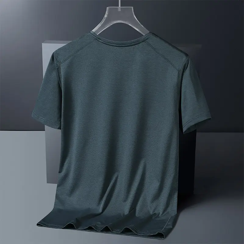 Men's Ice Silk Quick-Dry T-Shirt Dark Blue - Image 6