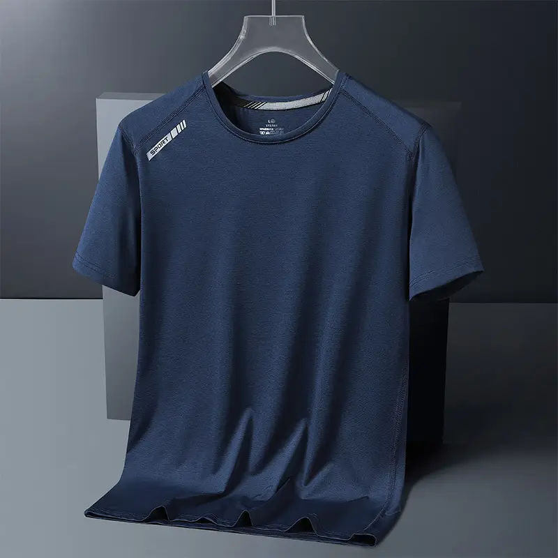 Men's Ice Silk Quick-Dry T-Shirt Dark Blue - Image 4