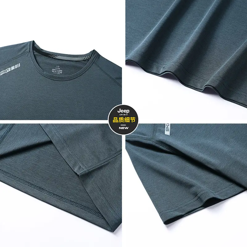 Men's Ice Silk Quick-Dry T-Shirt Dark Blue - Image 7