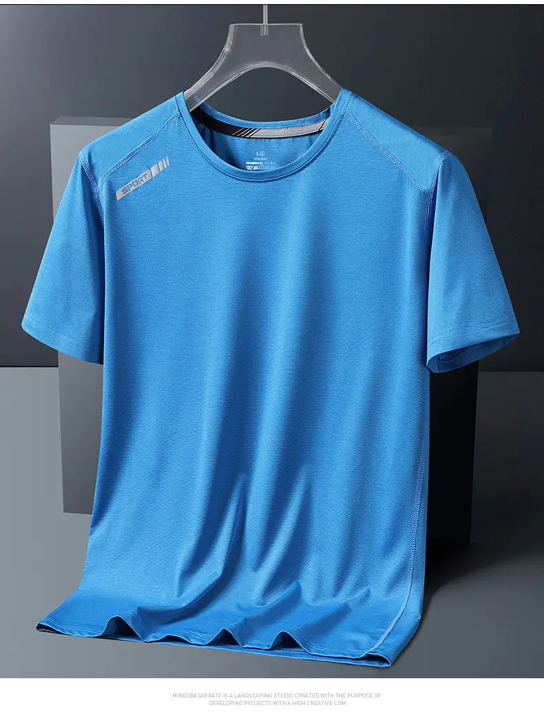 Men's Ice Silk Quick-Dry T-Shirt Dark Blue — feature 12