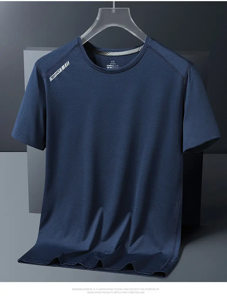 Men's Ice Silk Quick-Dry T-Shirt Dark Blue — feature 13