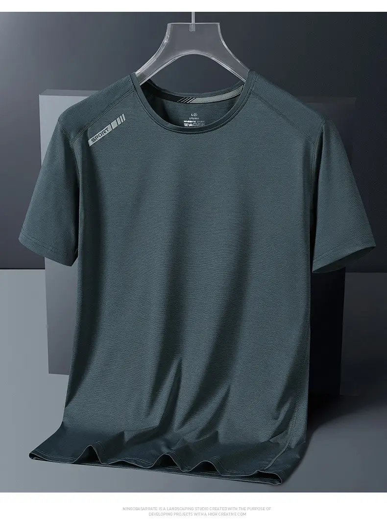 Men's Ice Silk Quick-Dry T-Shirt Dark Blue — feature 15