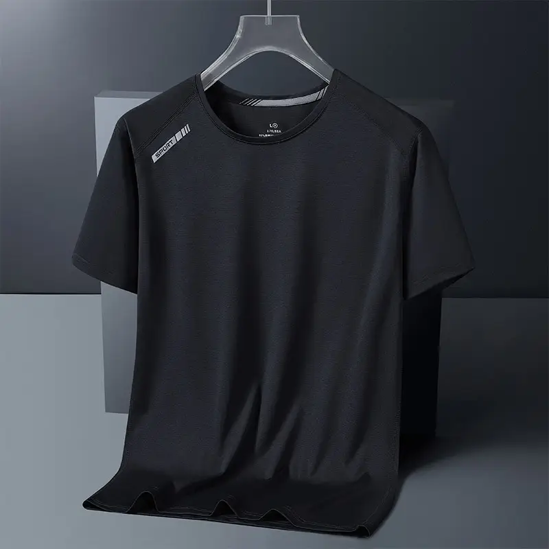 Men's Ice Silk Quick-Dry T-Shirt Dark Blue - Image 2