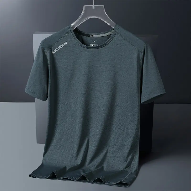 Men's Ice Silk Quick-Dry T-Shirt Dark Blue - Image 3