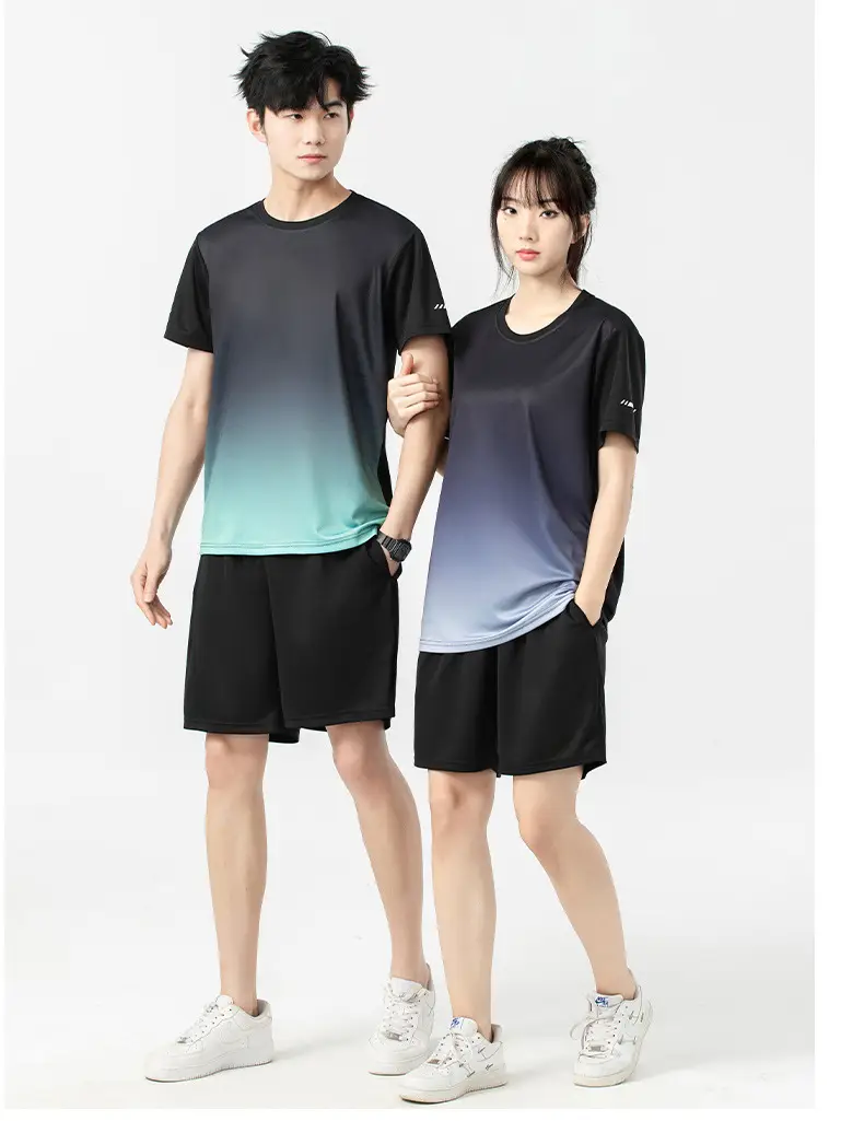 Men 2025 Summer Ice Silk Gradient Shorts Suit — feature 21