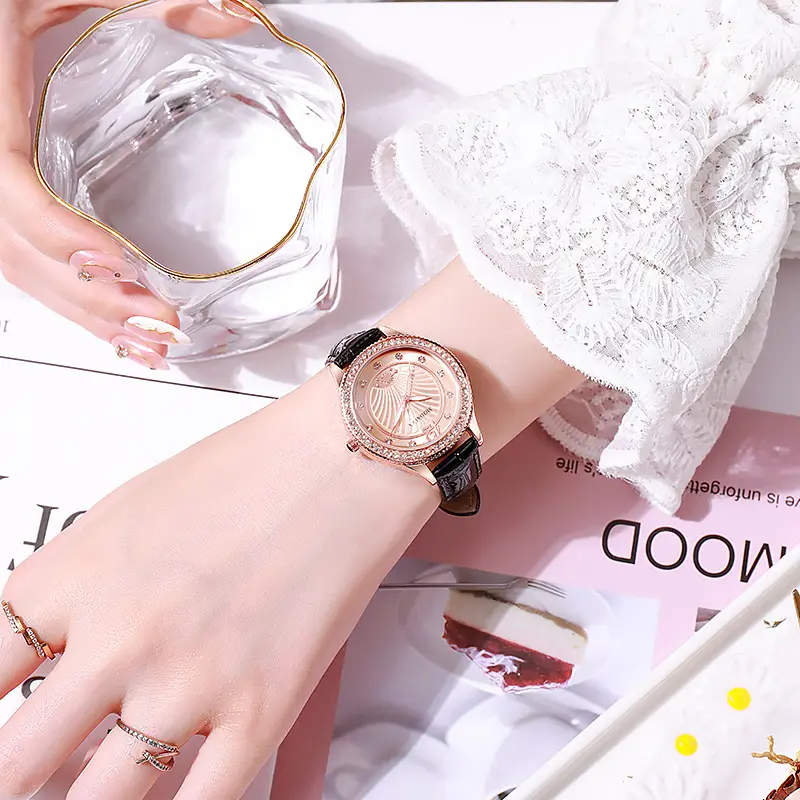 Women's Elegant Quartz Watch with Diamond Dial - Image 3