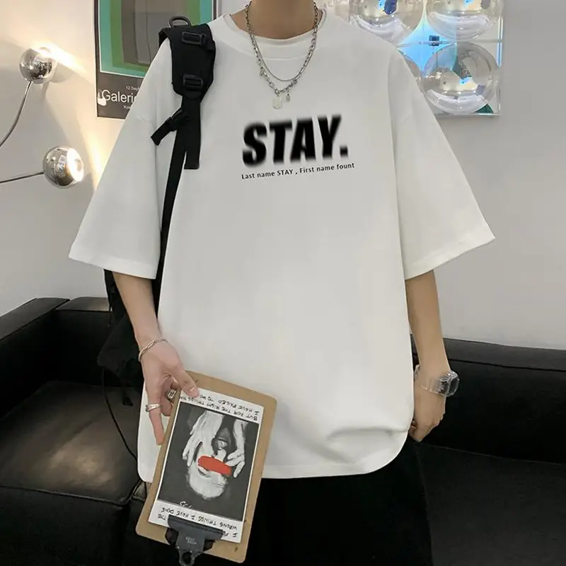 Pink Loose Fit Men's T-Shirt with Brand Letter Print - Image 15