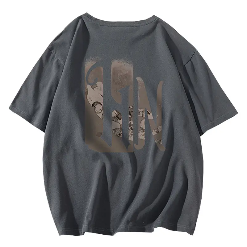 Pink Loose Fit Men's T-Shirt with Brand Letter Print - Image 17