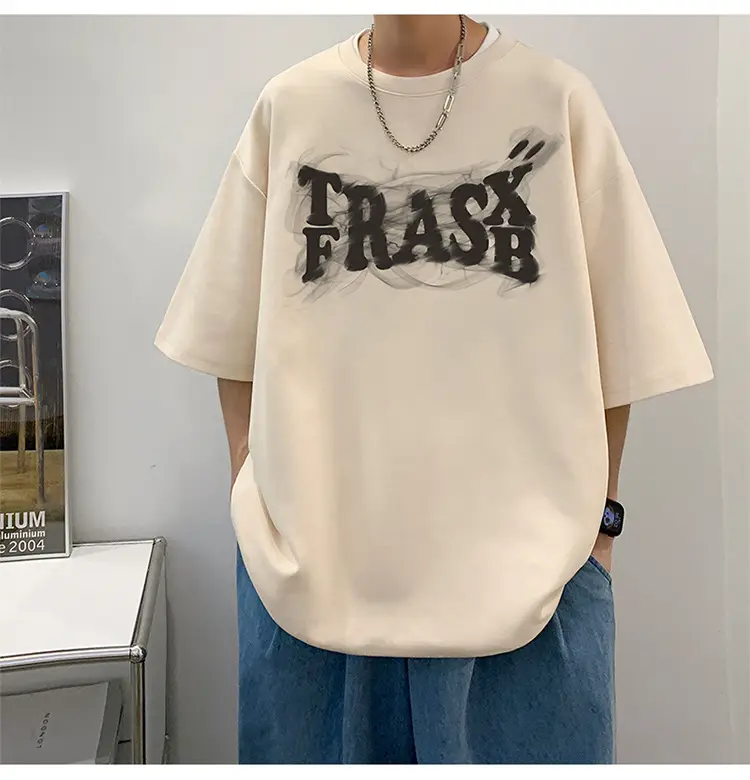 Pink Loose Fit Men's T-Shirt with Brand Letter Print — feature 10