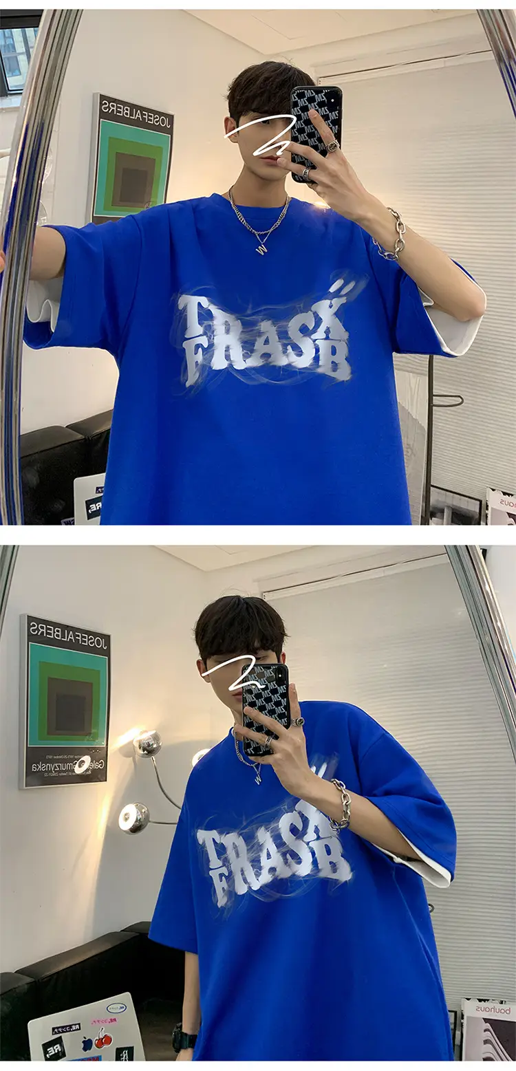 Pink Loose Fit Men's T-Shirt with Brand Letter Print — feature 11