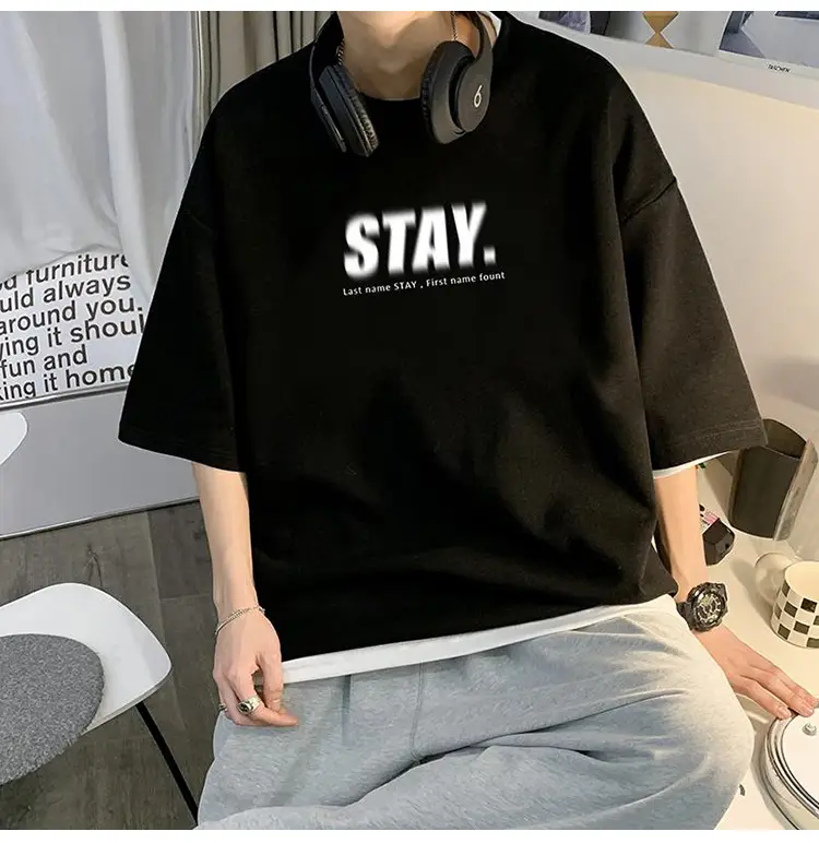 Pink Loose Fit Men's T-Shirt with Brand Letter Print — feature 16