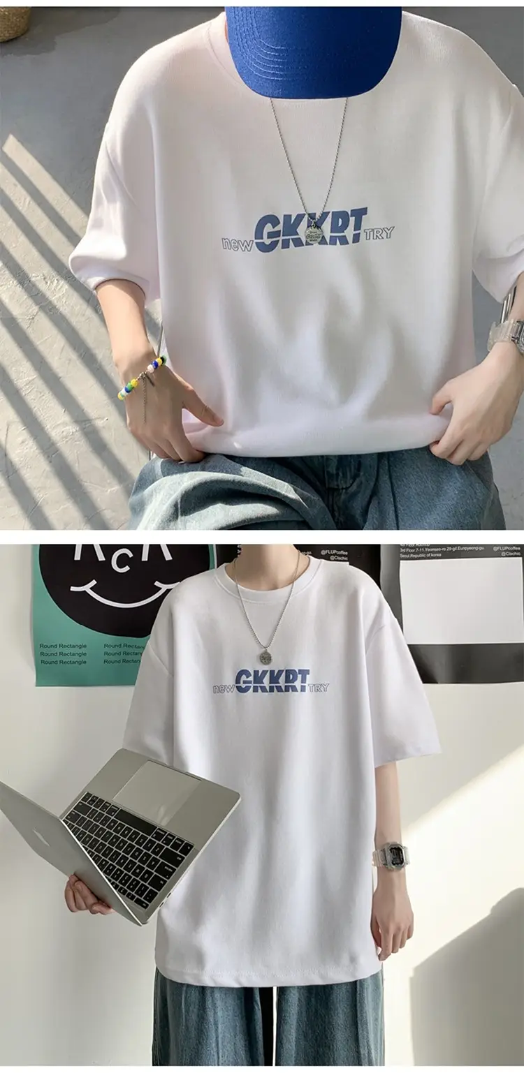 Pink Loose Fit Men's T-Shirt with Brand Letter Print — feature 18
