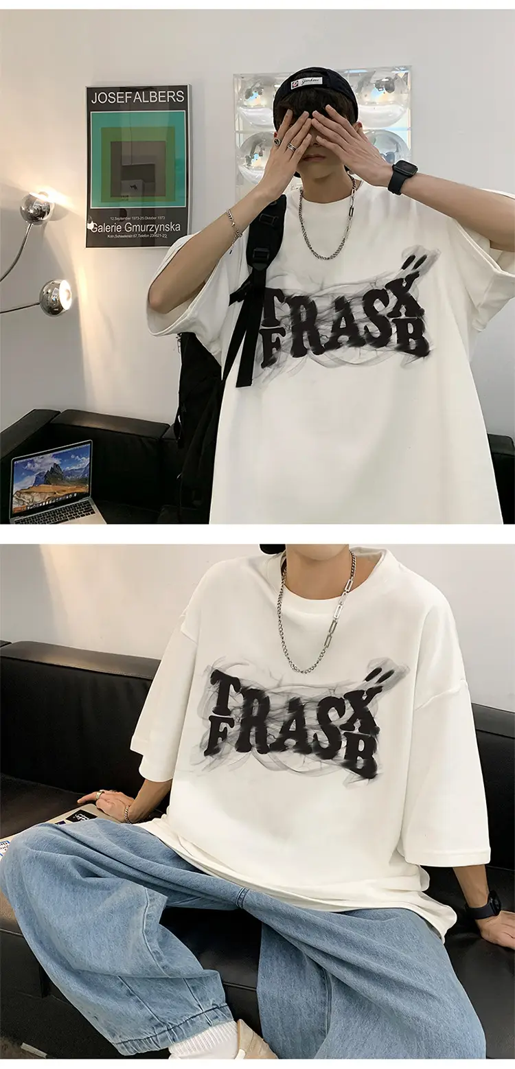 Pink Loose Fit Men's T-Shirt with Brand Letter Print — feature 6