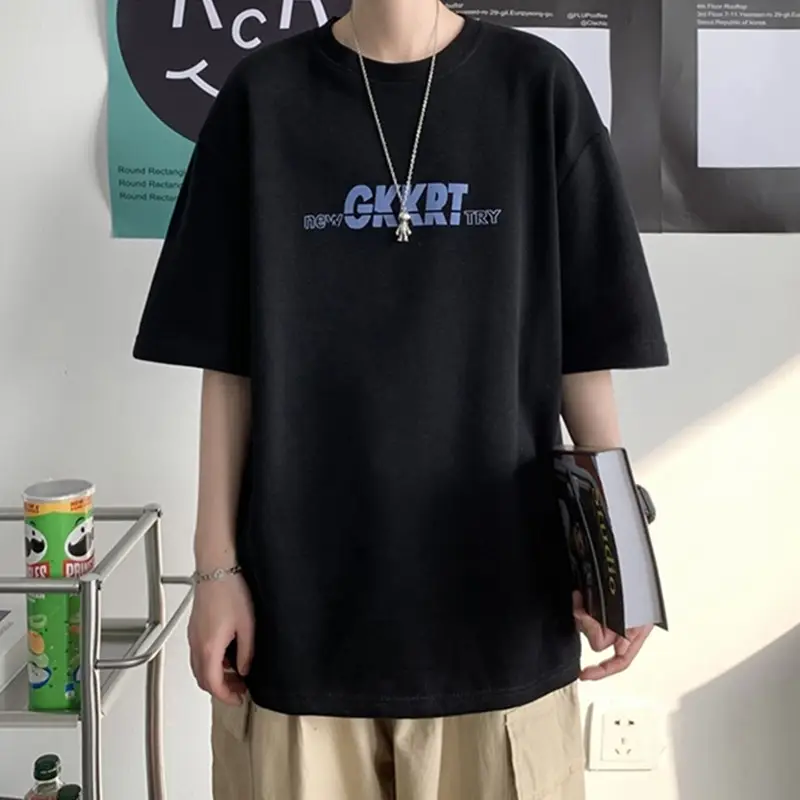 Pink Loose Fit Men's T-Shirt with Brand Letter Print - Image 10