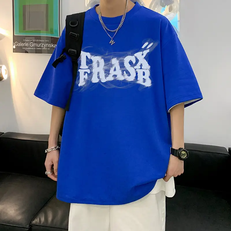 Pink Loose Fit Men's T-Shirt with Brand Letter Print - Image 4
