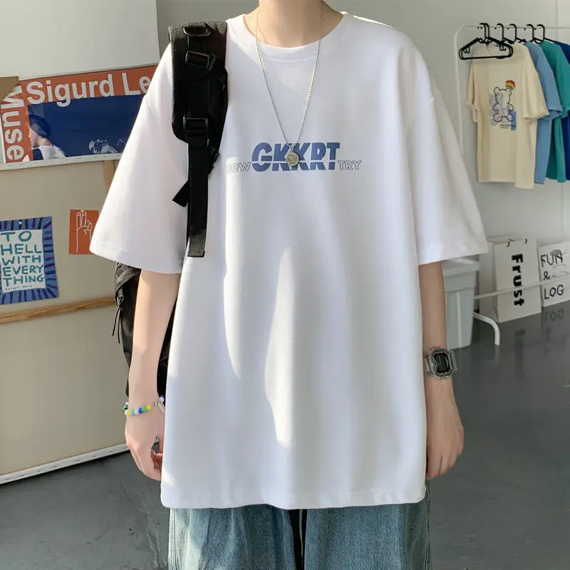 Pink Loose Fit Men's T-Shirt with Brand Letter Print - Image 9