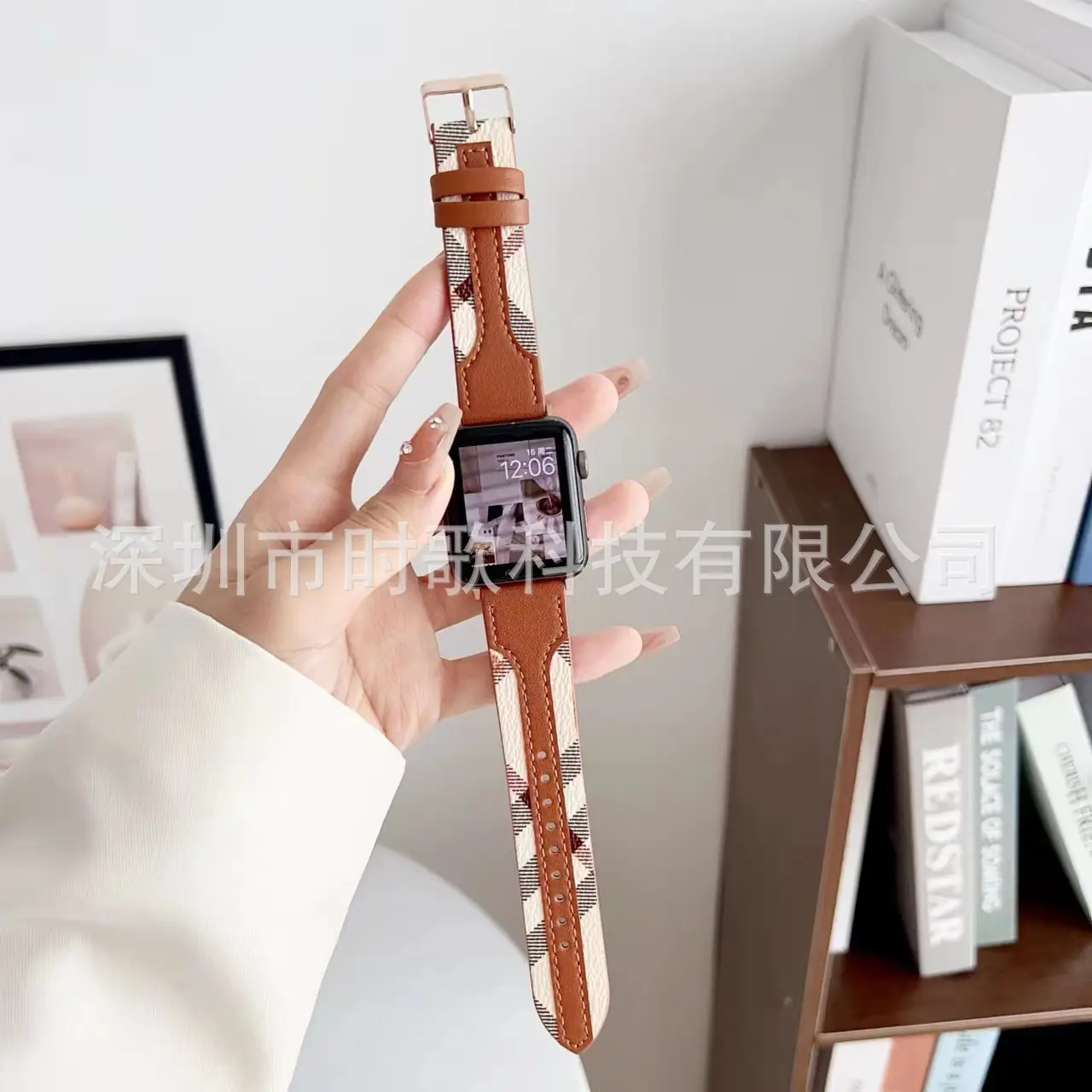 Apple Watch with Genuine Leather Blue Strap 49MM