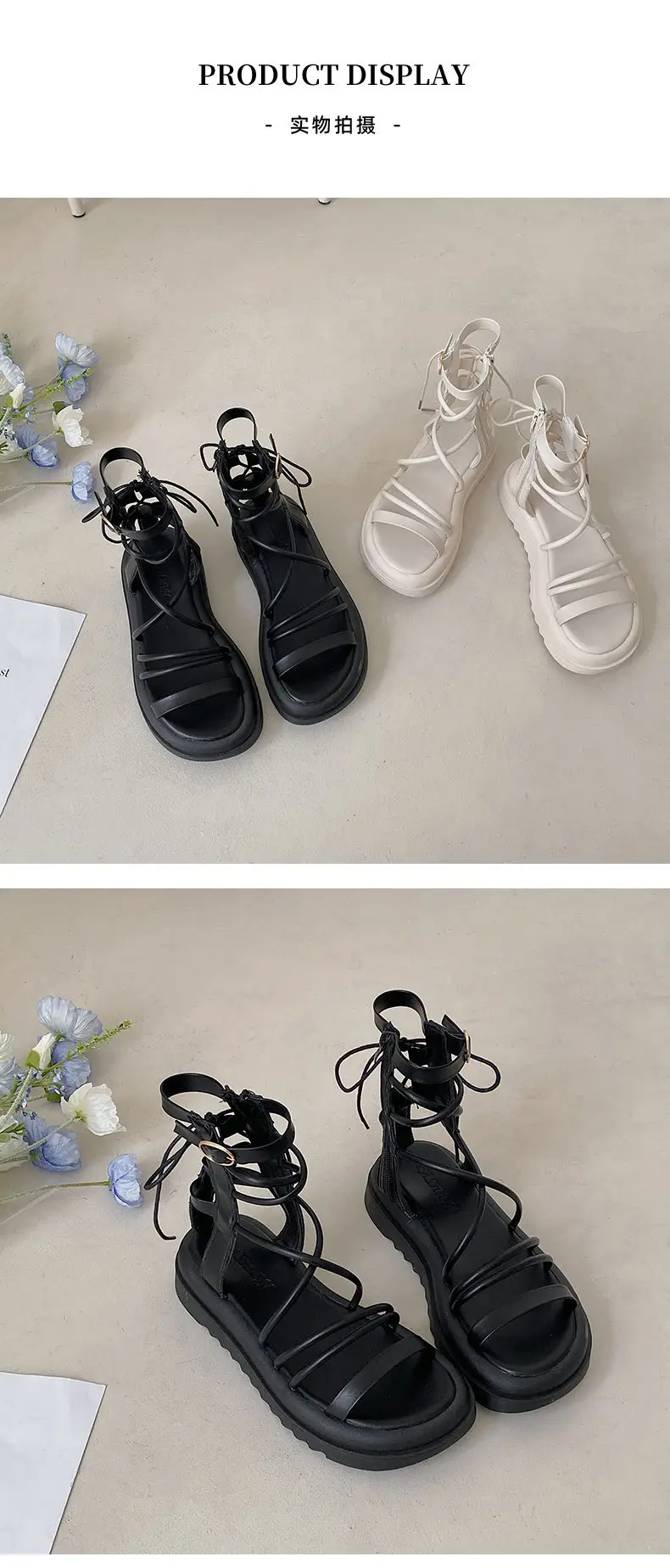 Black Mori Style Sandals with Round Toe & Platform Sole — feature 16