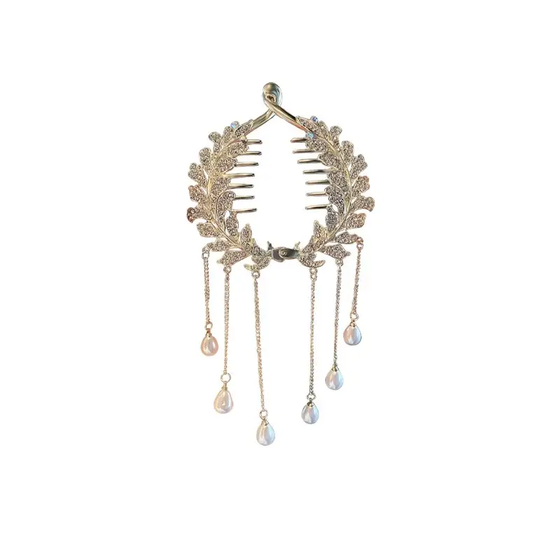 Pearl Rhinestone Wheat Fringe Hairpin Women's Back of Head Ball Head Disc Hair Artifact - Image 5