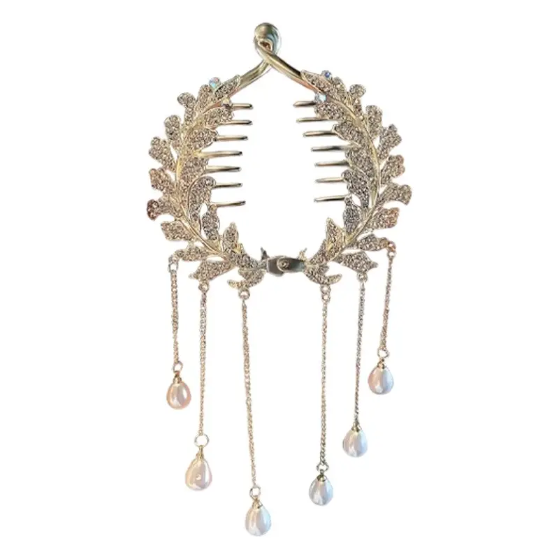 Pearl Rhinestone Wheat Fringe Hairpin Women's Back of Head Ball Head Disc Hair Artifact