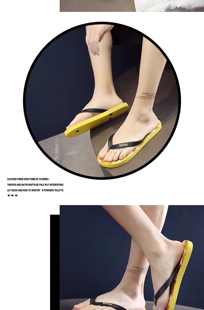 Korean Style Men's Blue Printed Flip Flops Wholesale — feature 14