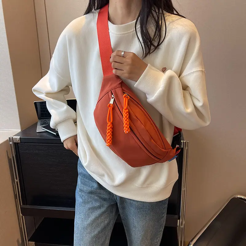 Orange Crossbody Bag for Women with Braided Strap - Image 7
