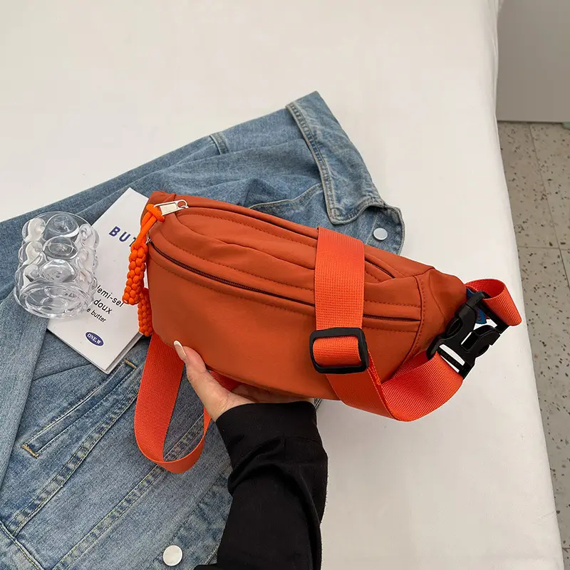 Orange Crossbody Bag for Women with Braided Strap - Image 4