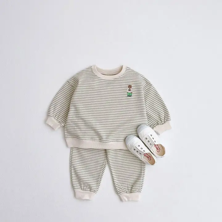 Korean Style Striped Baby Bear Cotton Set