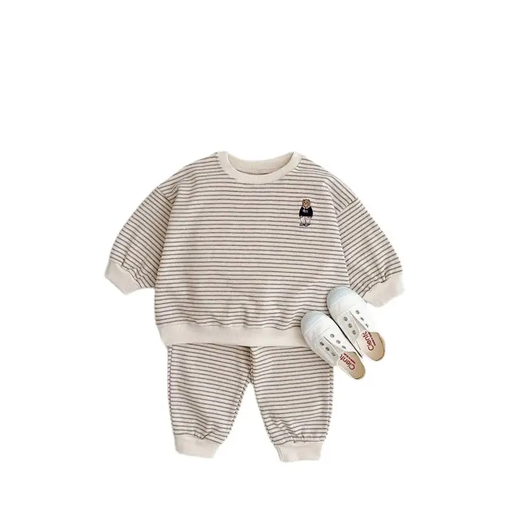 Korean Style Striped Baby Bear Cotton Set