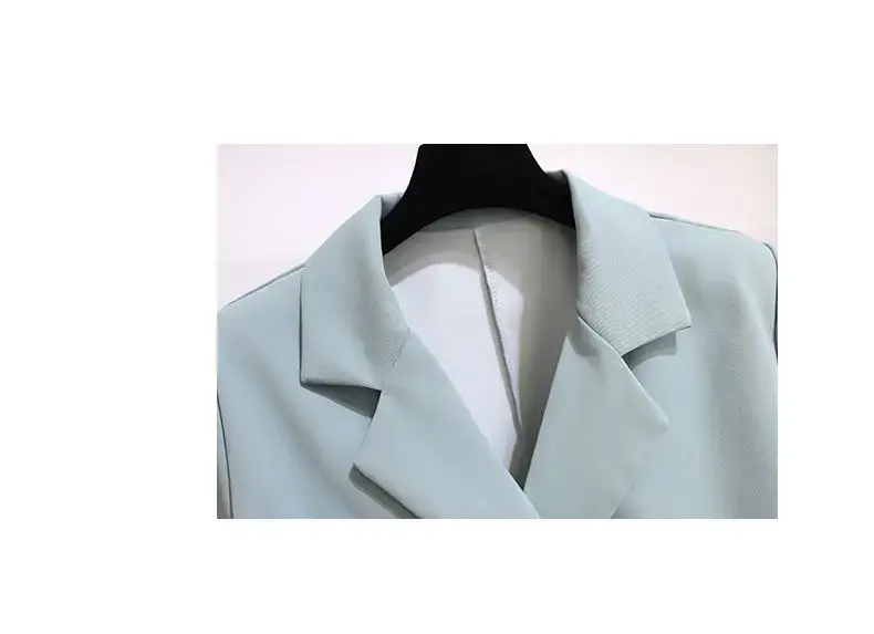 Small Blue Two-Piece Summer Suit Jacket Shorts Set — feature 43
