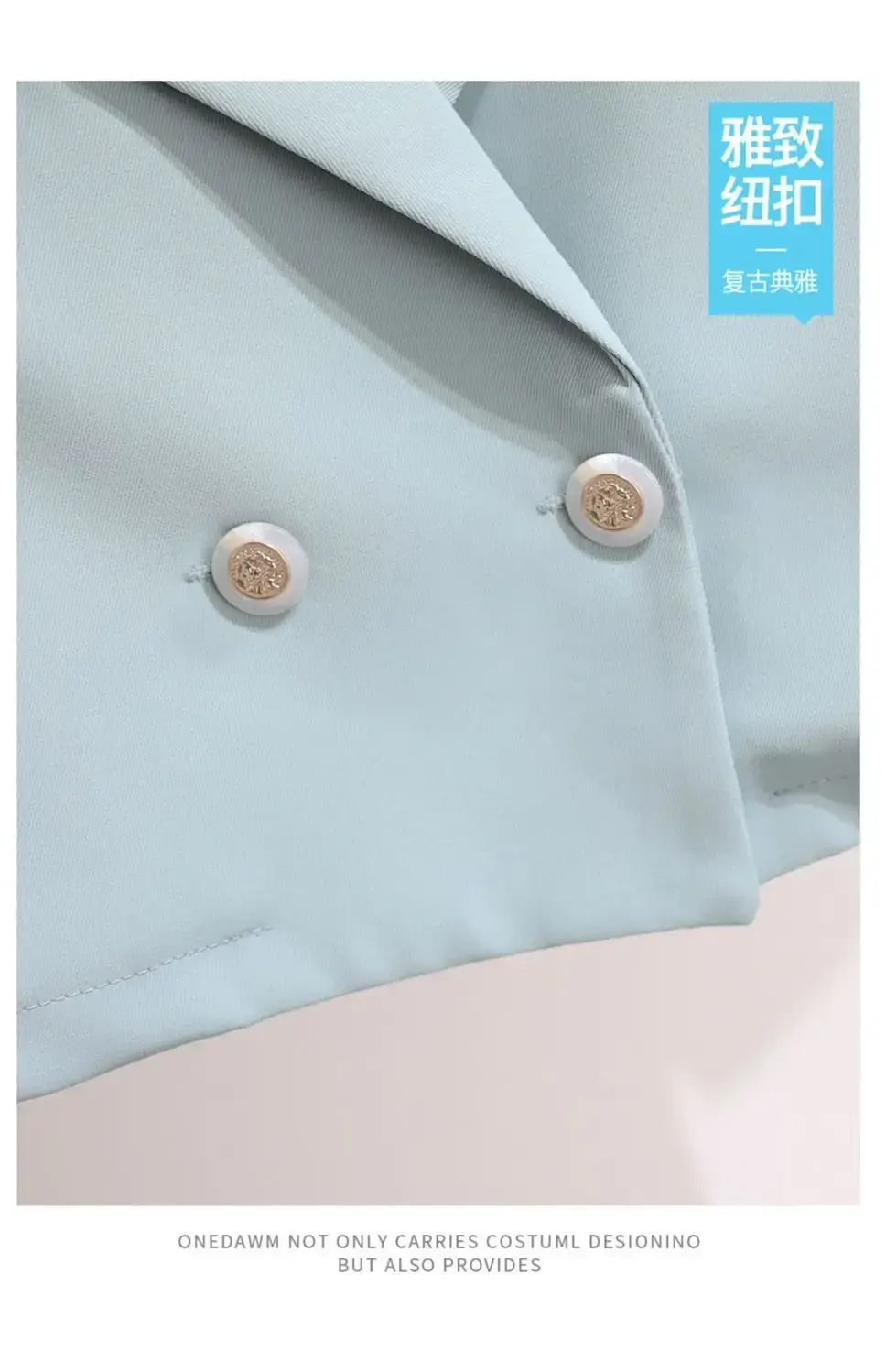 Small Blue Two-Piece Summer Suit Jacket Shorts Set — feature 44