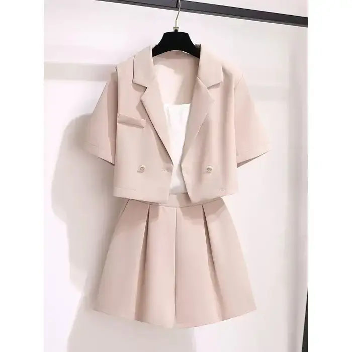 Small Blue Two-Piece Summer Suit Jacket Shorts Set - Image 2