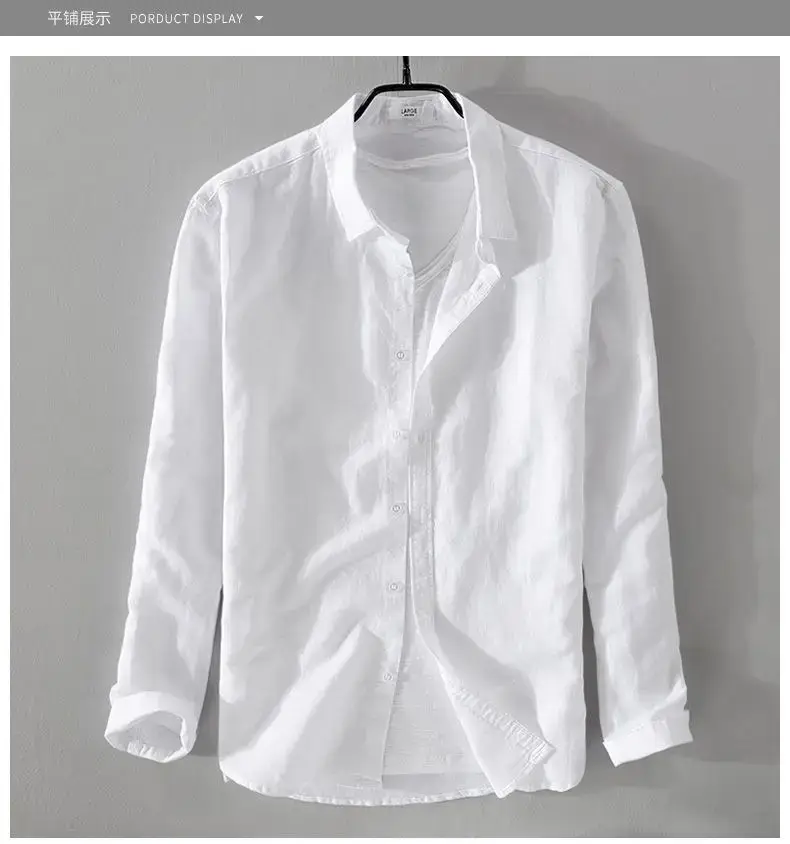 Men Light Blue Linen Button Shirt with Elastic Collar — feature 15