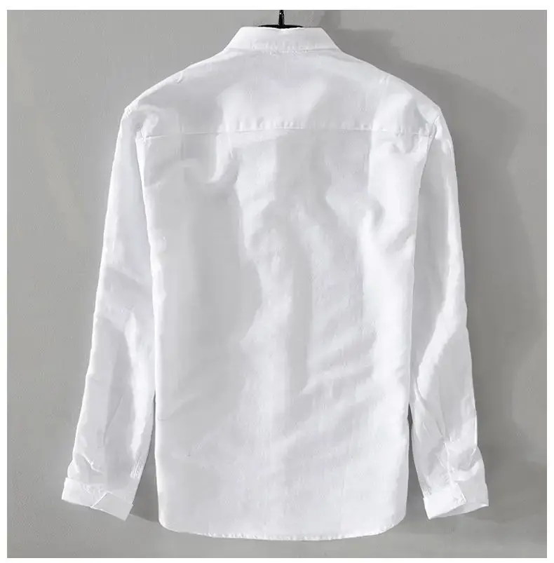 Men Light Blue Linen Button Shirt with Elastic Collar — feature 16