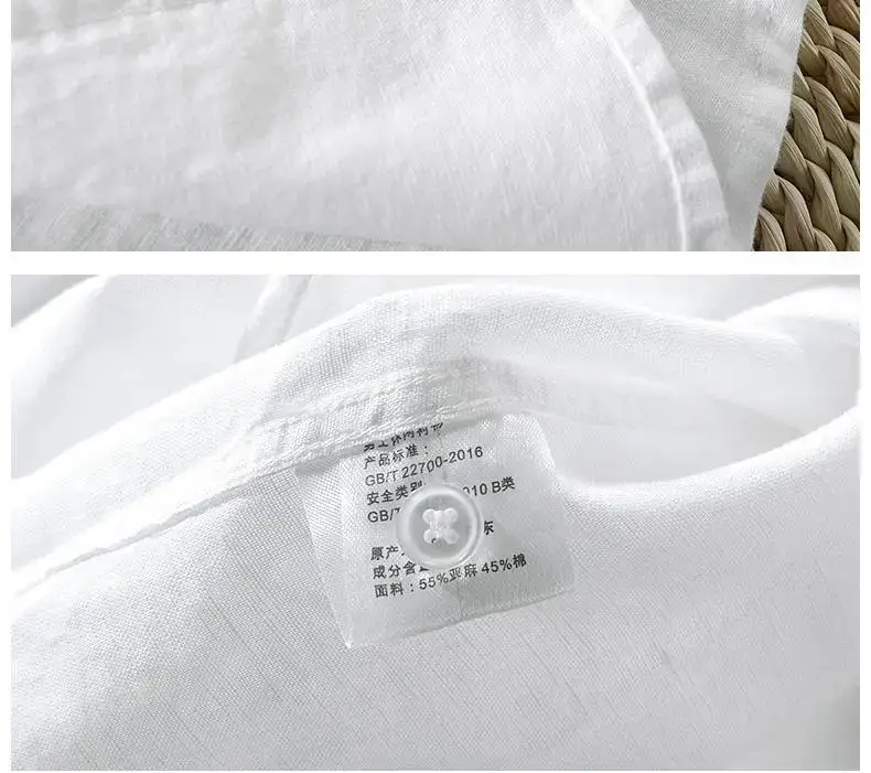 Men Light Blue Linen Button Shirt with Elastic Collar — feature 26