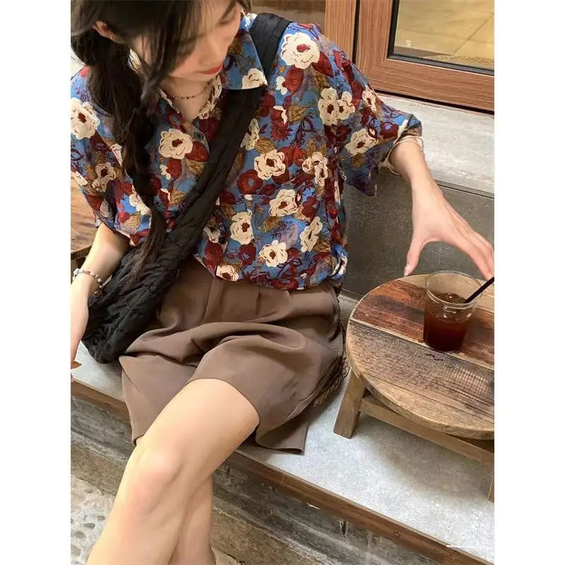 Women Floral Short Sleeve Shirt Japanese Style Summer Wear — feature 7
