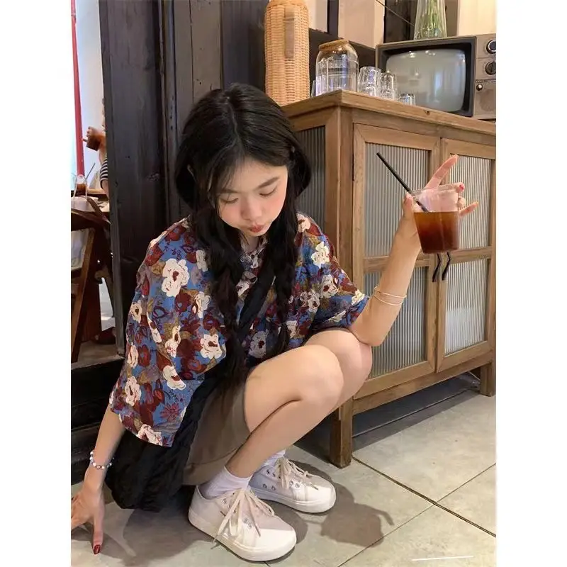 Women Floral Short Sleeve Shirt Japanese Style Summer Wear — feature 8