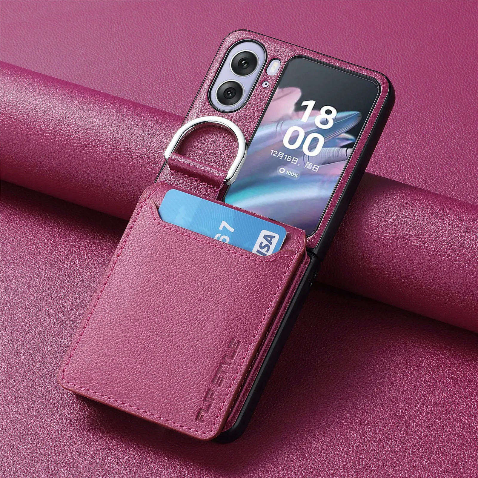 OPPO Find N3 Flip Card Case with Finger Ring & Card Holder - Image 3