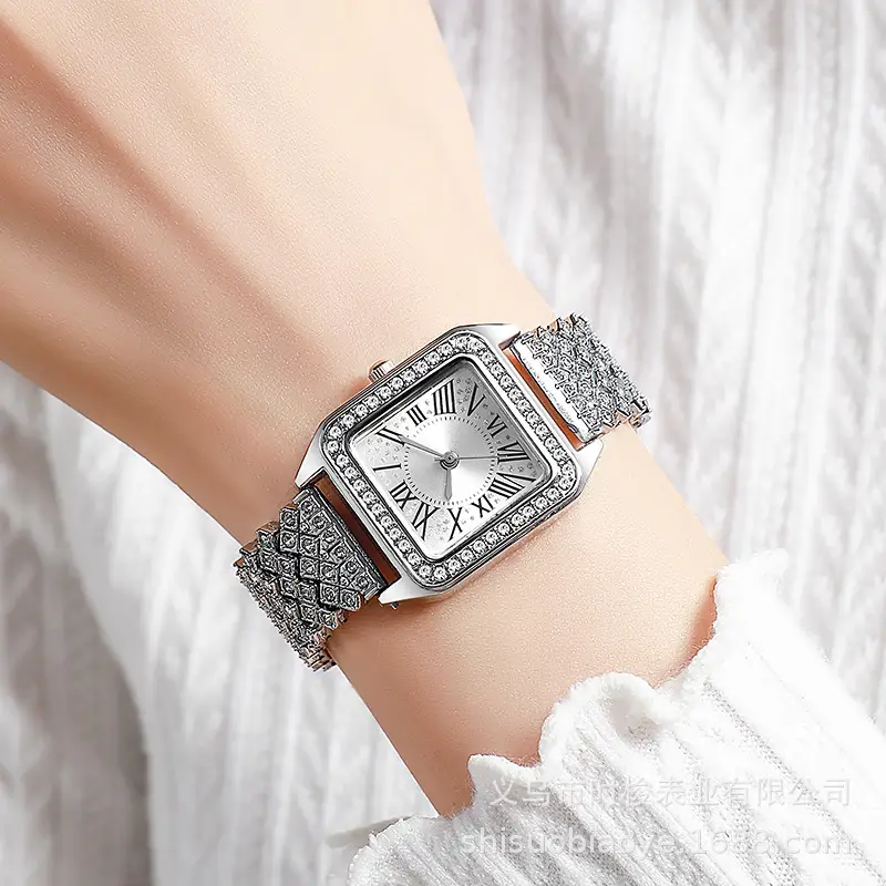 Women's Rose Gold Roman Numeral Diamond Strap Watch