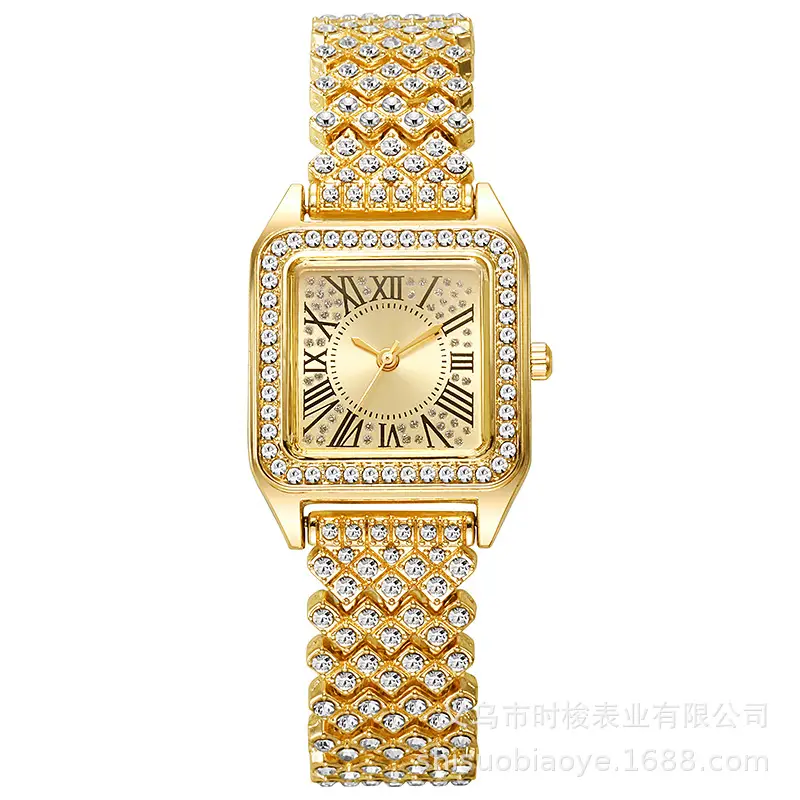 Women's Rose Gold Roman Numeral Diamond Strap Watch
