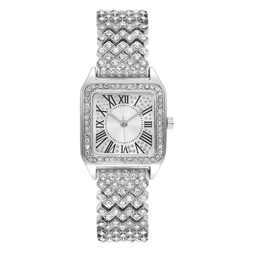 Women's Rose Gold Roman Numeral Diamond Strap Watch