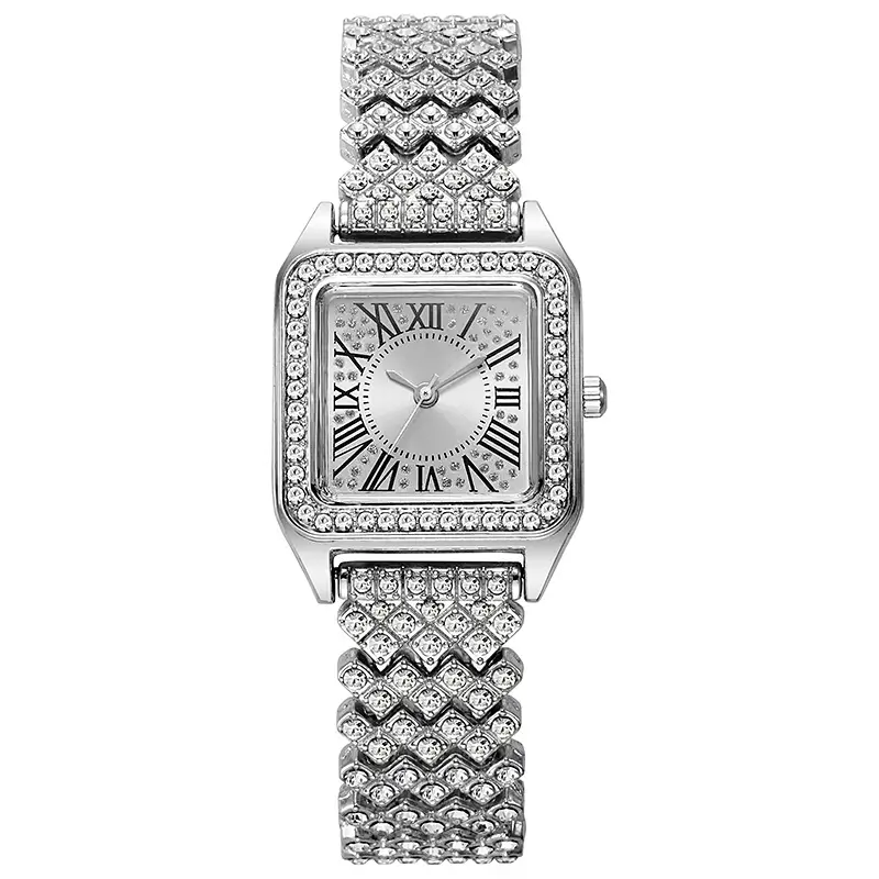 Women's Rose Gold Roman Numeral Diamond Strap Watch — feature 6