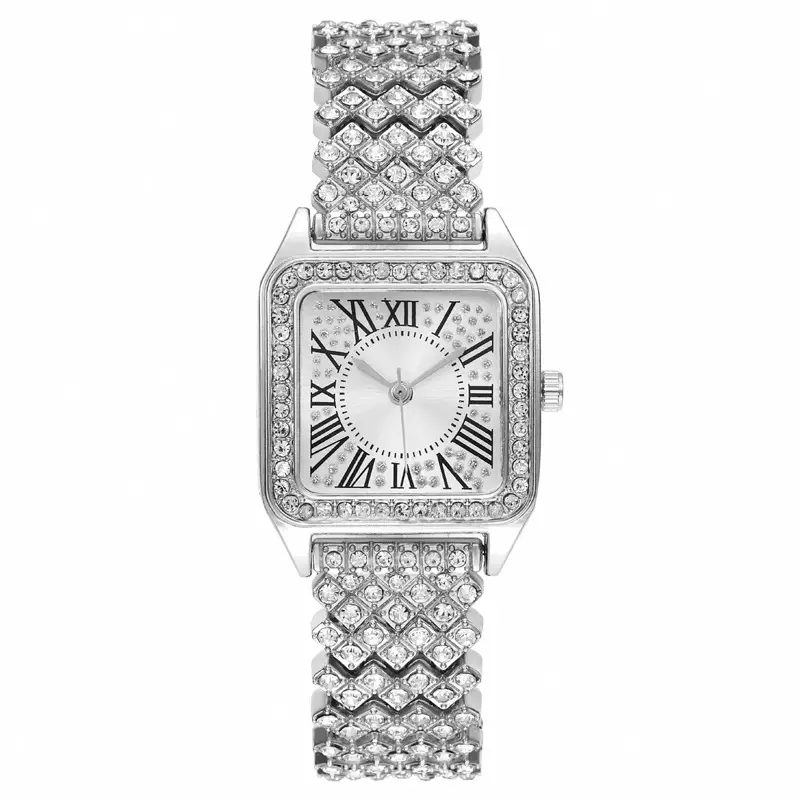 Women's Rose Gold Roman Numeral Diamond Strap Watch