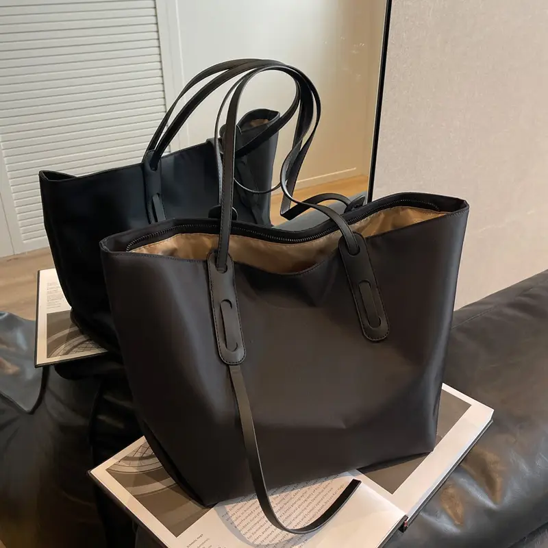 Women's Black Oxford Tote Bag Large Capacity 2023 - Image 4