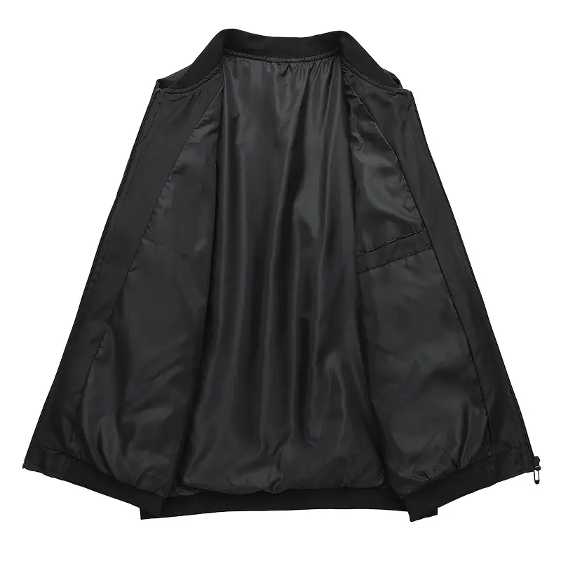 Men's Black Full Zip Bomber Jacket - Image 8