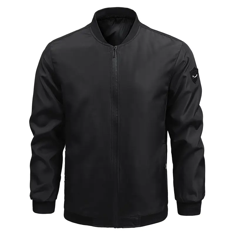 Men's Black Full Zip Bomber Jacket - Image 9