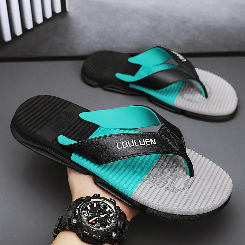 2023 Summer New Style Flip Flops Men's Outwear Trendy Casual Beach Men's Flip Flops Anti-Slip Sandals Household - Image 1