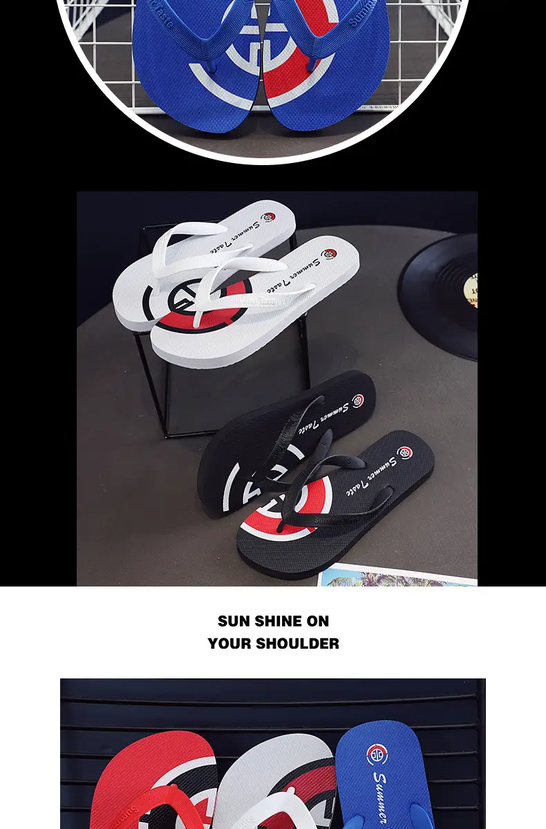 Red Summer Flip Flops Anti-Slip Men's Beach Sandals — feature 10