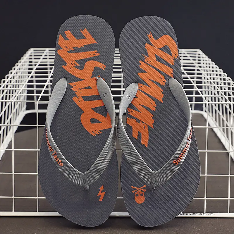 Red Summer Flip Flops Anti-Slip Men's Beach Sandals